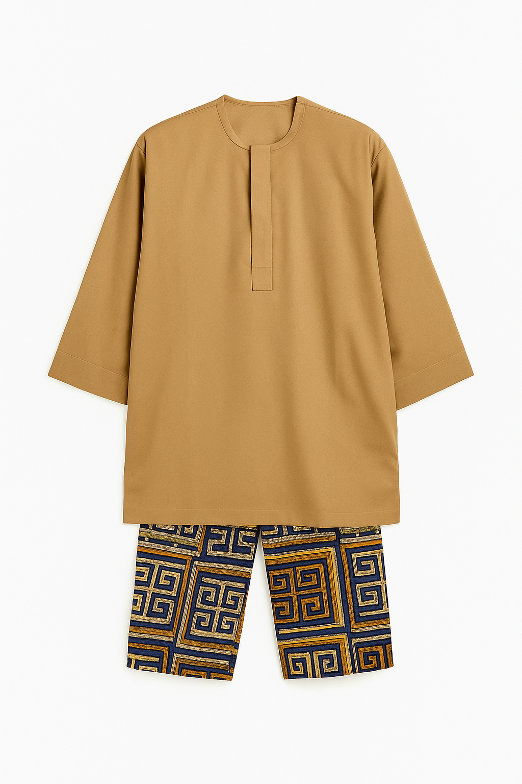 Plain & Pattern Two-Piece Set – Neutral Tan Edition