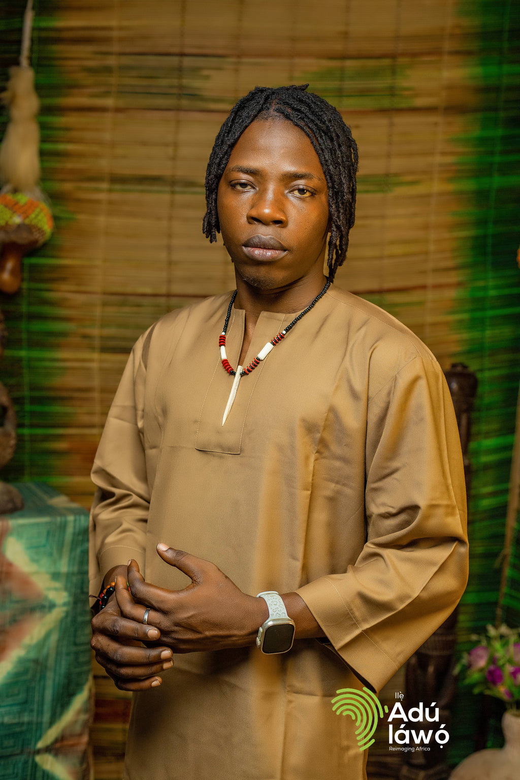 Plain & Pattern Two-Piece Set – Neutral Tan Edition