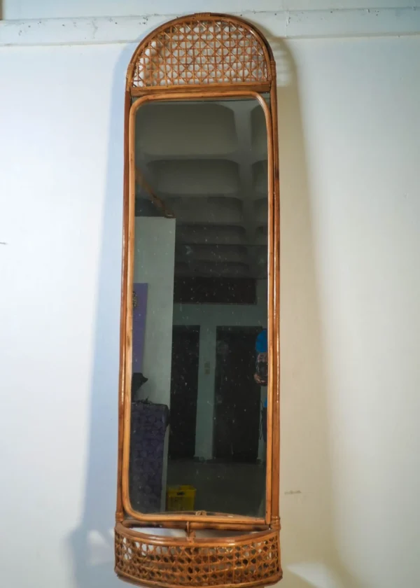 Long Rattan Mirror