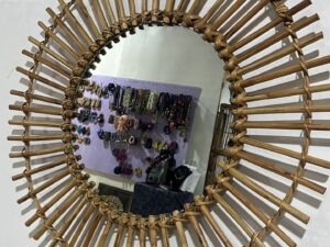 Handwoven Cane Mirror