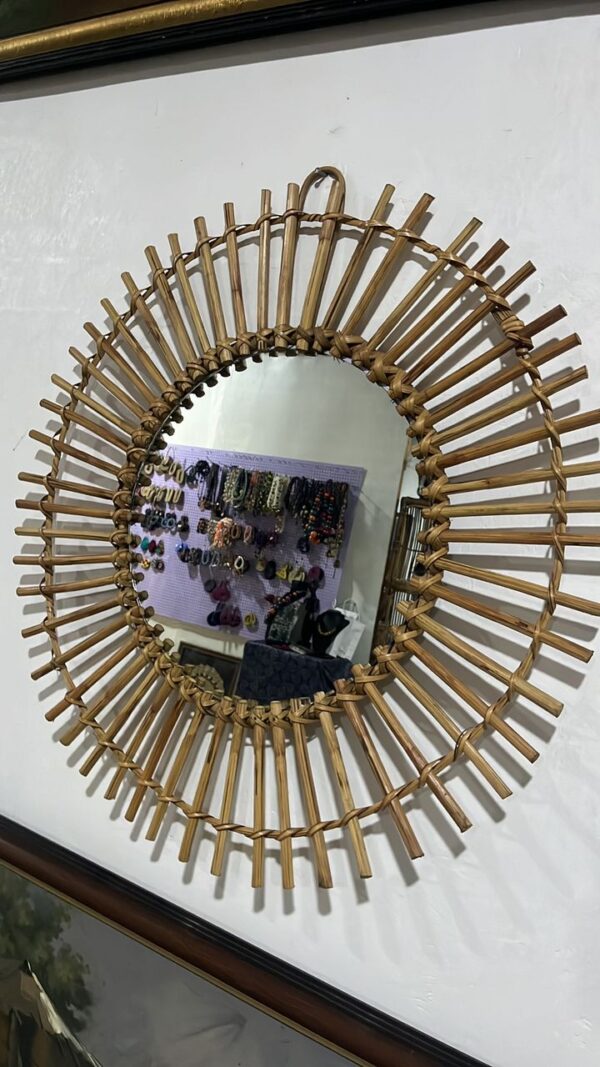 Handwoven Cane Mirror